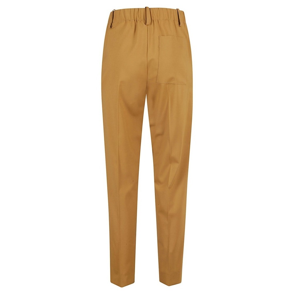 Alysi High-Waisted Caramel Trousers With Elasticated Waistband